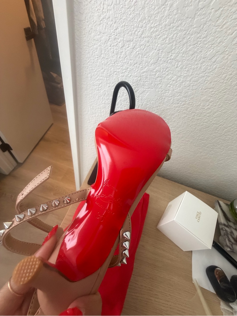 Nude Spike-Embellished Slingback Heel - Picture 3 of 4